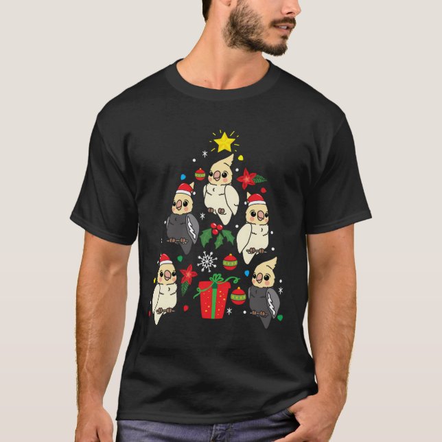 Cockatiel Christmas Ornament Tree Xmas Mom Dad Bir T-Shirt (Front)