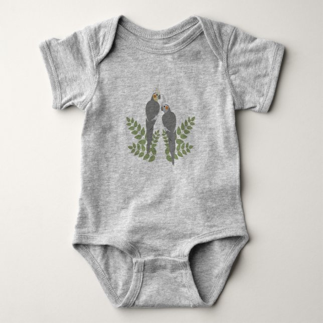 Cockatiel Couple Baby Bodysuit (Front)