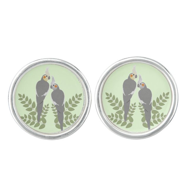 Cockatiel Couple Cufflinks (Front)