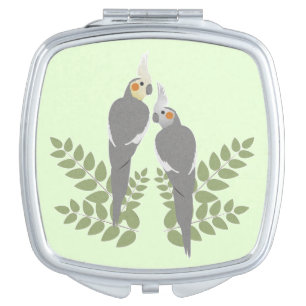 Cockatiel Couple Makeup Mirror