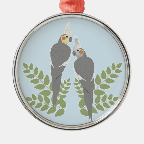 Cockatiel Couple Metal Ornament