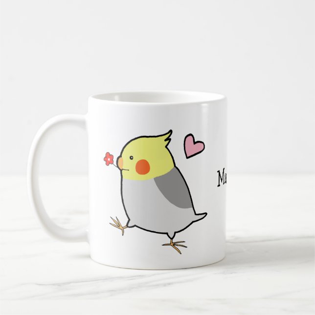 Cockatiel Custom Name Cockatoo Parrot Budgie Coffee Mug (Left)