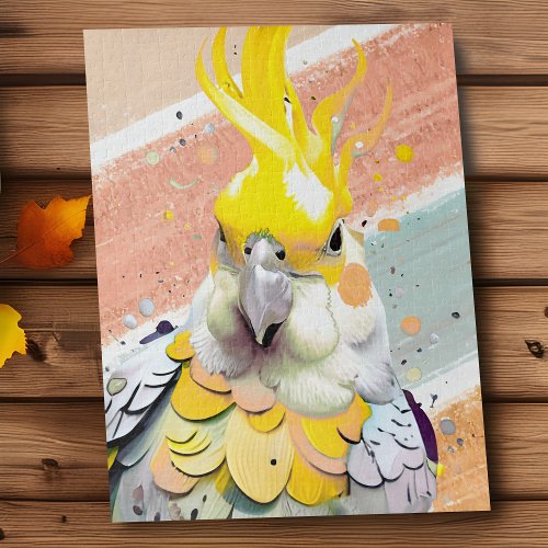 Cockatiel Cute Pet Bird Animal Lover Yellow Gray Jigsaw Puzzle