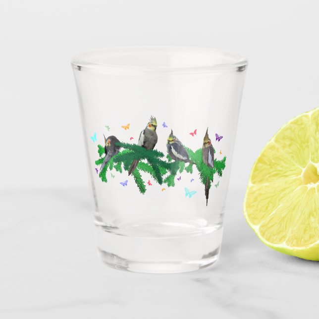 Cockatiel Frenzy Shot Glass (Front)