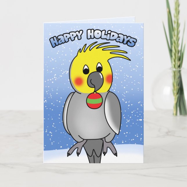 Cockatiel Happy Holidays Christmas Card (Front)