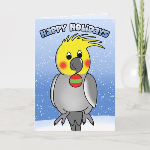 Cockatiel Happy Holidays Christmas Card