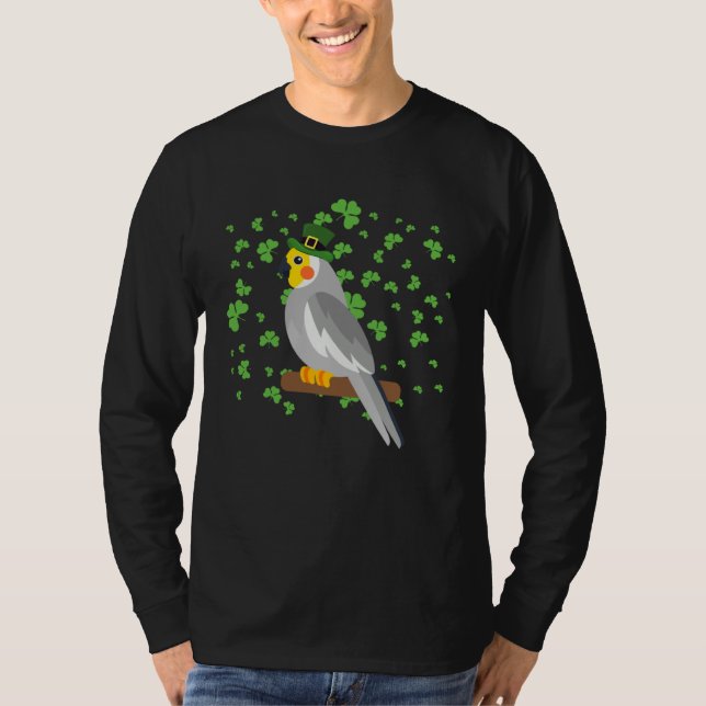 Cockatiel Leprechaun Shamrock St Patricks Day T-Shirt (Front)
