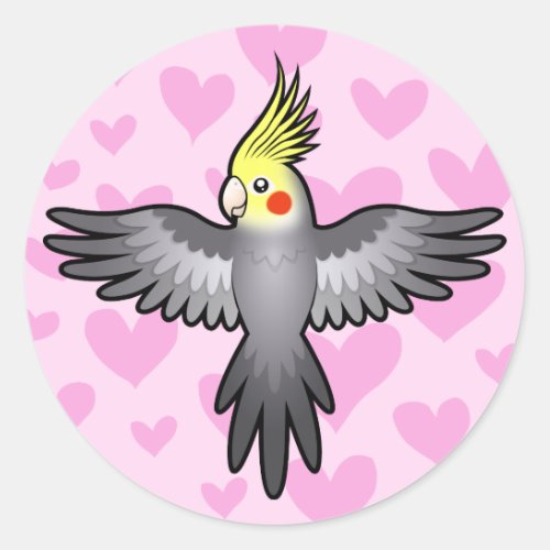 Cockatiel Love Classic Round Sticker