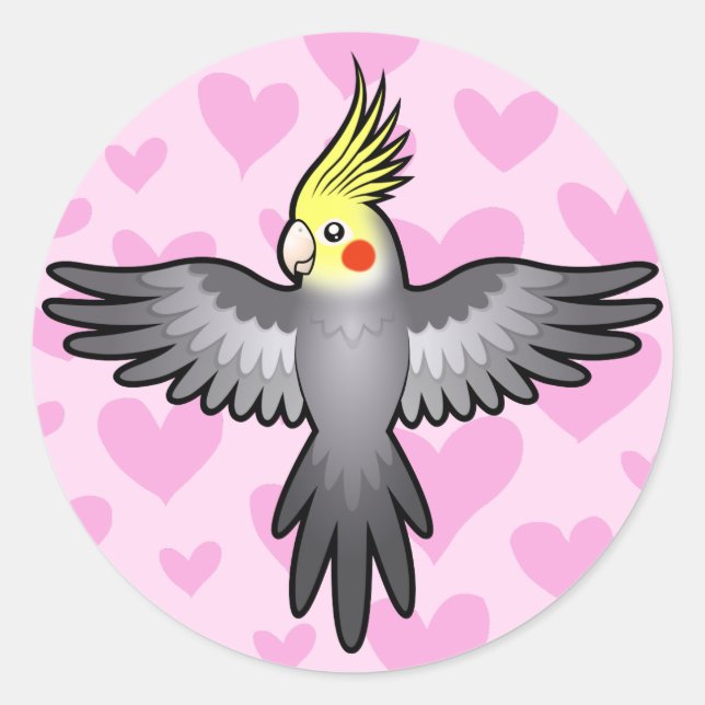 Cockatiel Love Classic Round Sticker (Front)