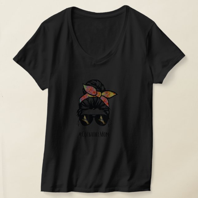 Cockatiel Mom Messy Bun Life Hair Glasses T-Shirt (Laydown)