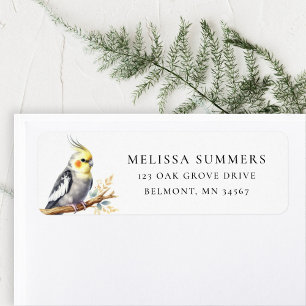 Cockatiel on a Perch Return Address Label