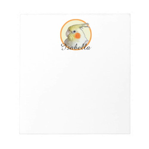 Cockatiel Orange and Yellow Pet Bird Girls Name Notepad
