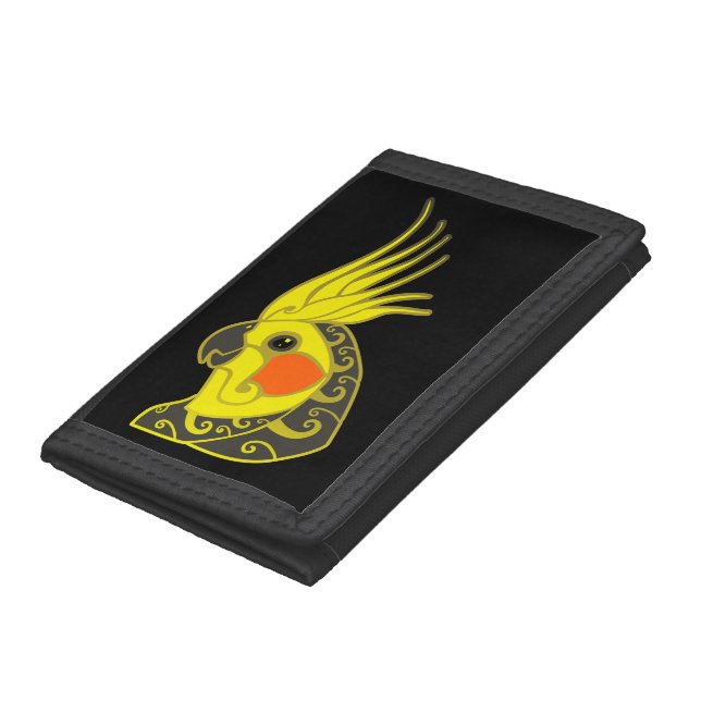 Cockatiel parrot tribal tattoo tri-fold wallet (Bottom)