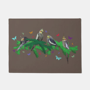 Cockatiel Party Door Mat (Brown)