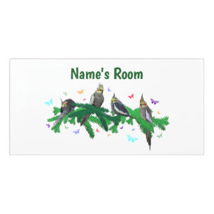 Cockatiel Party Door Name Plate Sign