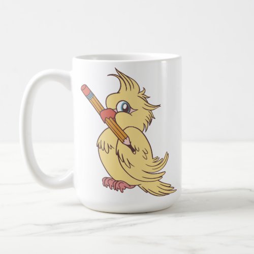 Cockatiel pencil design coffee mug