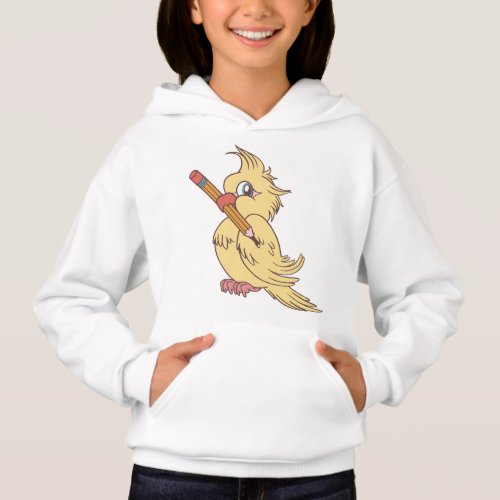 Cockatiel pencil design hoodie