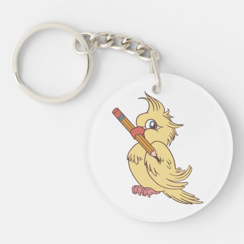 Cockatiel pencil design keychain