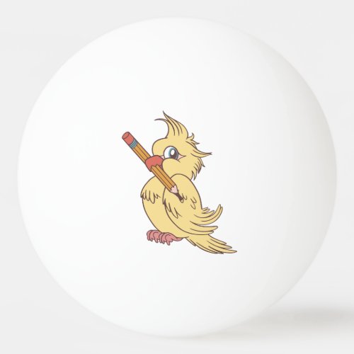 Cockatiel pencil design ping pong ball