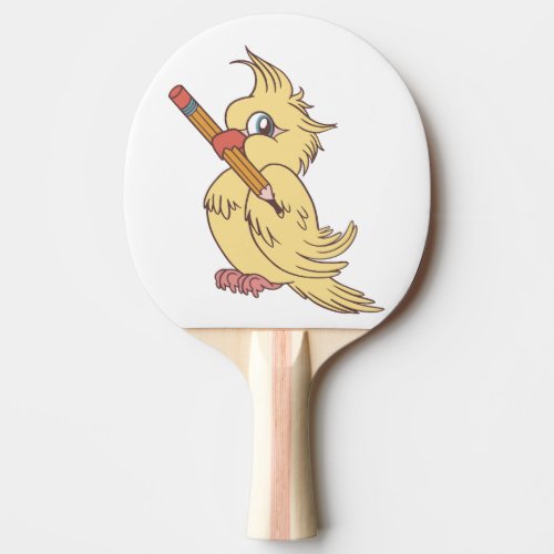 Cockatiel pencil design ping pong paddle