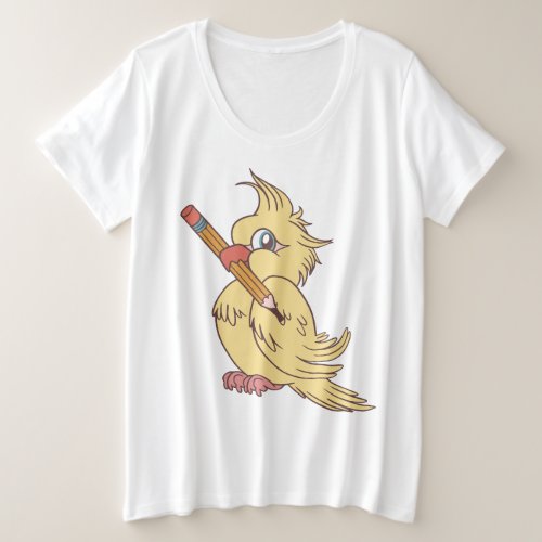 Cockatiel pencil design plus size T_Shirt