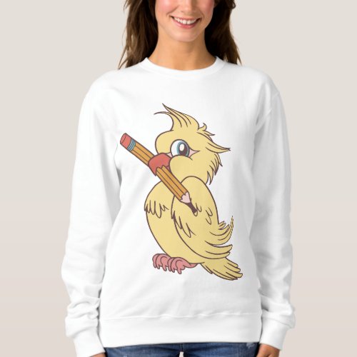 Cockatiel pencil design sweatshirt
