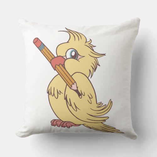 Cockatiel pencil design throw pillow