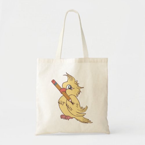 Cockatiel pencil design tote bag