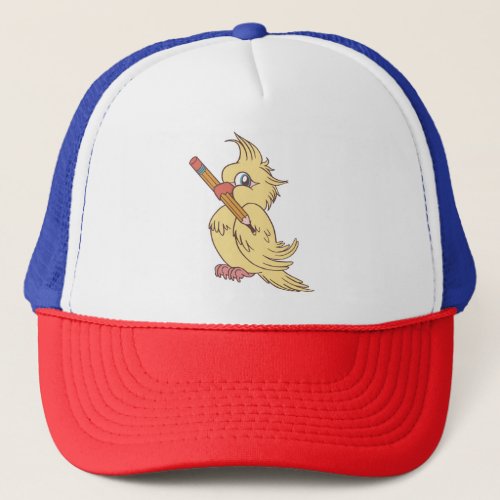 Cockatiel pencil design trucker hat