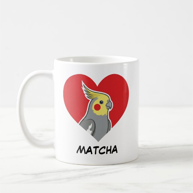 Cockatiel Personalized Heart Gift Coffee Mug (Left)