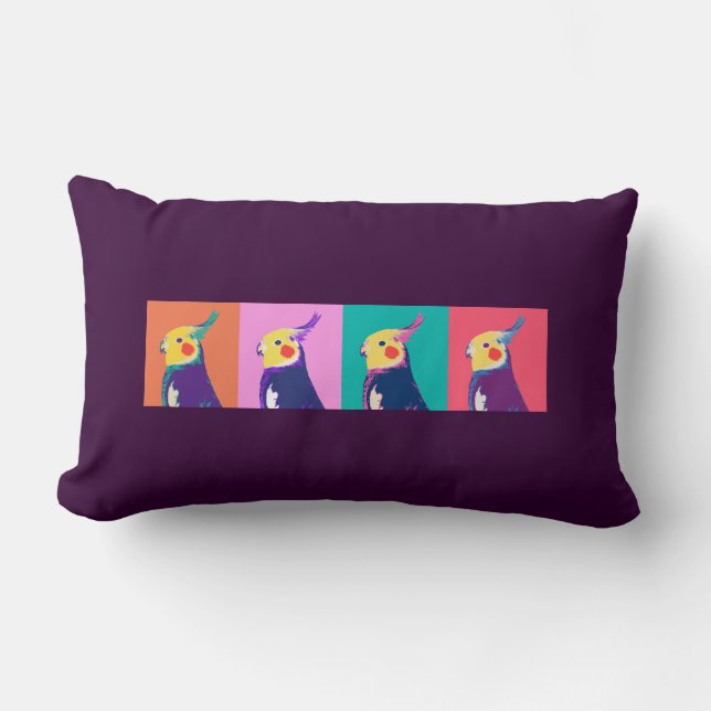 Cockatiel Pop Art Lumbar Pillow (Front)