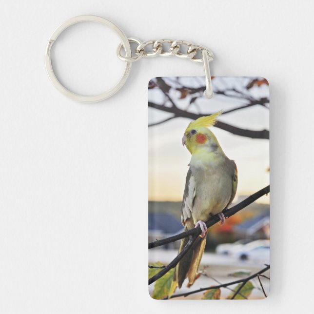 Cockatiel Profile Photograph Keychain (Front)