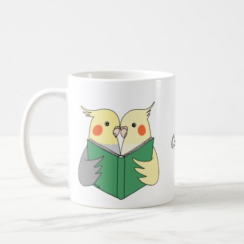 Cockatiel reading book Cute Cockatiel lover custom Coffee Mug