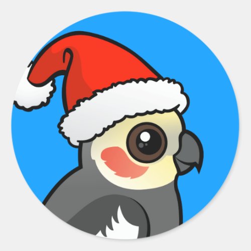 Cockatiel Santa Classic Round Sticker