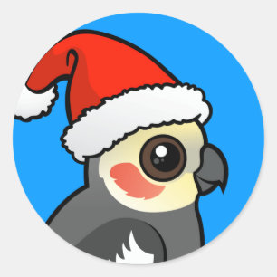 Cockatiel Santa Classic Round Sticker