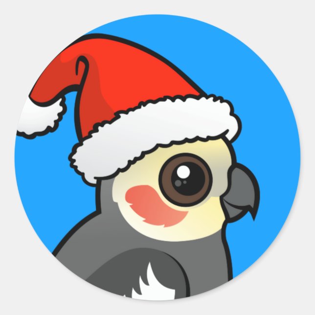 Cockatiel Santa Classic Round Sticker (Front)