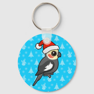 Cockatiel Santa Keychain