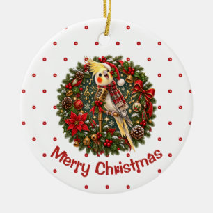 Cockatiel Singing Microphone For Bird Lovers Ceramic Ornament