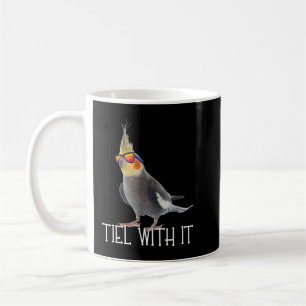 Cockatiel Teil With It Grey Bird Owner - Tiel With Coffee Mug