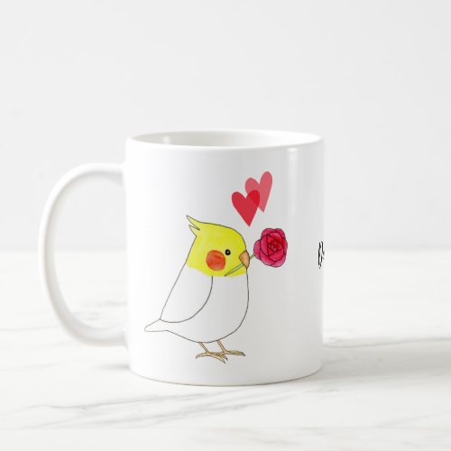 Cockatiel Valentine Custom Name Pet Bird Lover Coffee Mug