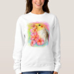 Cockatiel With Frangipani Realistic Painting Sweatshirt