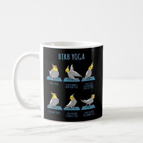 Cockatiel Yoga Poses Birb Memes Parrot Doodle Coffee Mug
