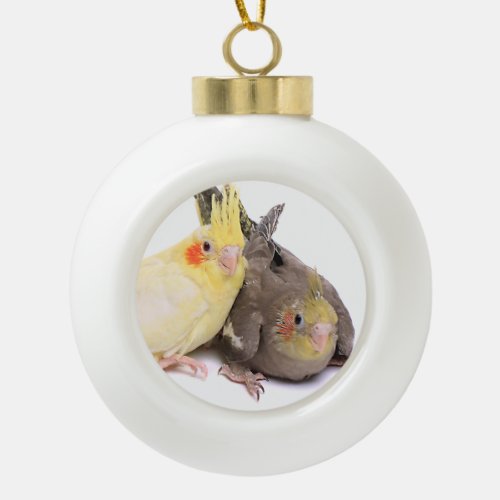 Cockatiels Ceramic Ball Christmas Ornament