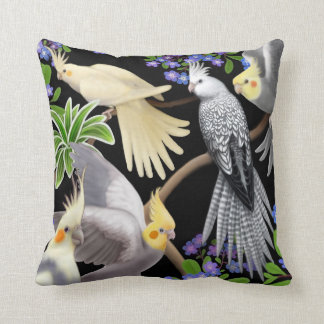 Cockatiels in Forget Me Nots Pillow