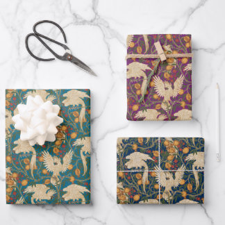 Cockatoo and Pomegranate by Walter Crane Dark Wrapping Paper Sheets