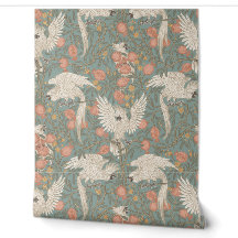 Cockatoo and Pomegranate in pastel turquoise