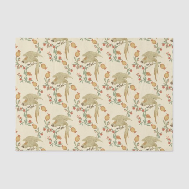 Cockatoo and Pomegranate Pattern  Tissue Paper (Front)