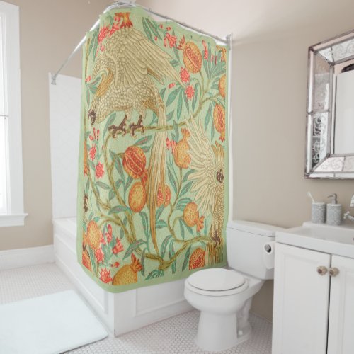 Cockatoo and Pomegranate Vintage Shower Curtain