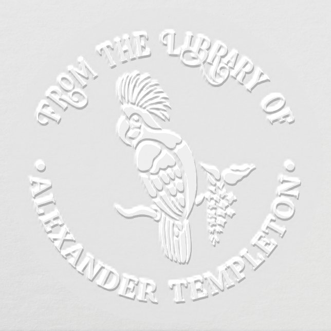 Cockatoo Bird Silhouette Library Book Name Embosser (Design)