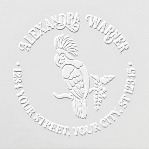 Cockatoo Bird Silhouette Name Return Address Embosser
